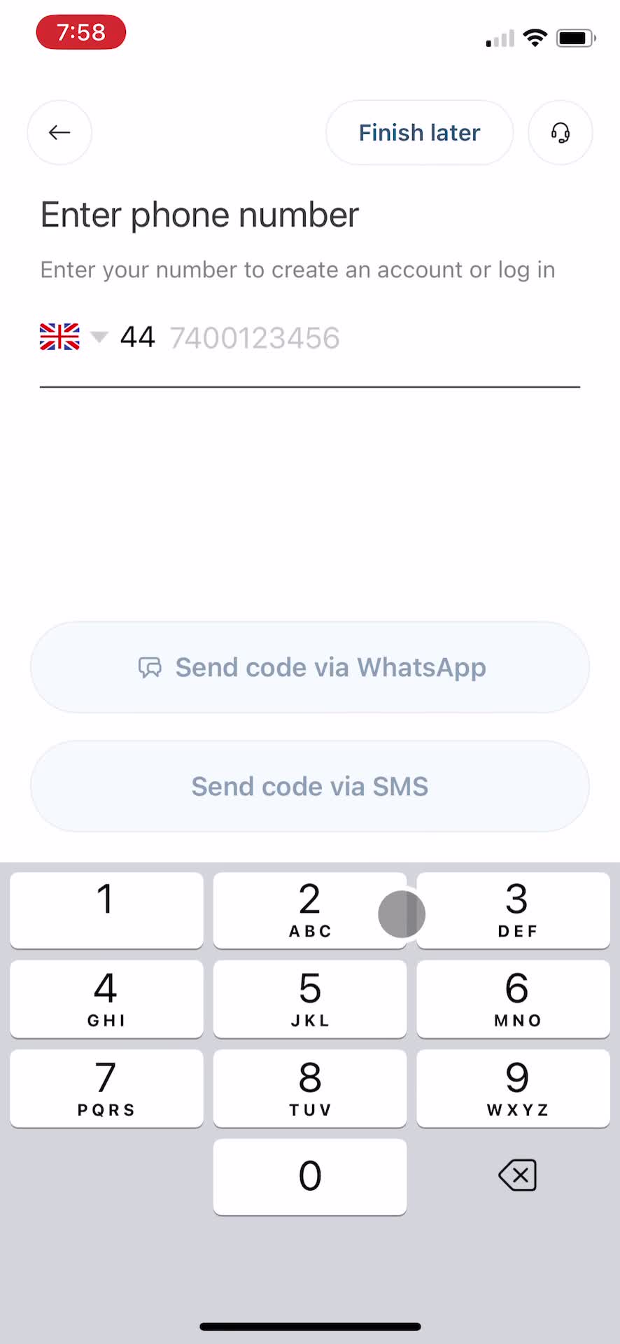 Careem enter phone number screenshot