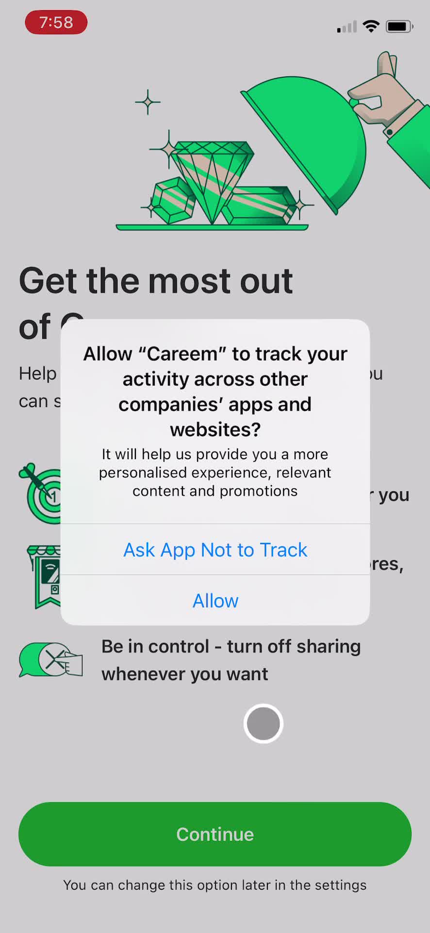 Careem enable tracking screenshot