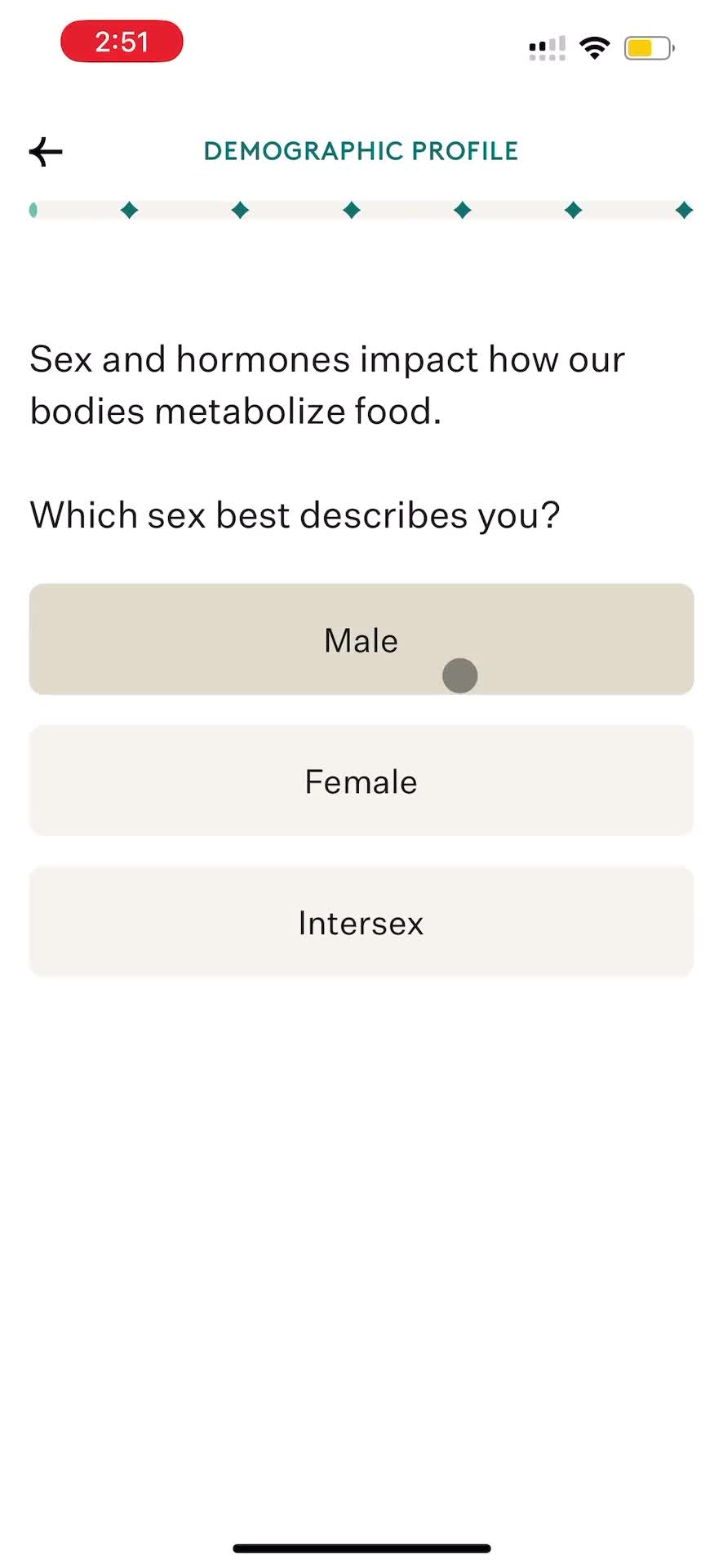 Noom select gender screenshot