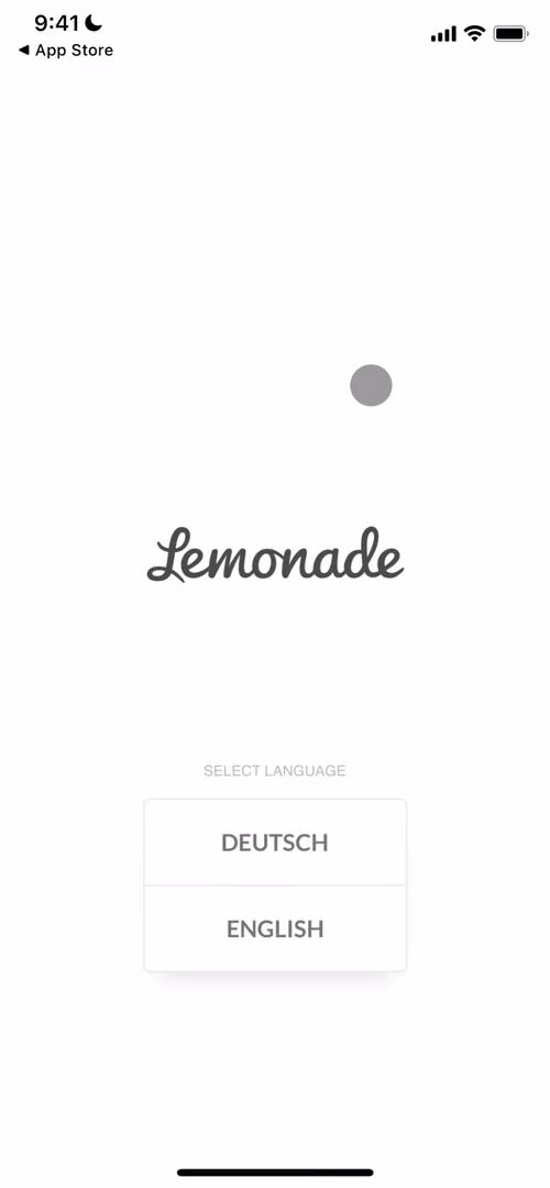 Screenshot of Select language during Onboarding on Lemonade user flow