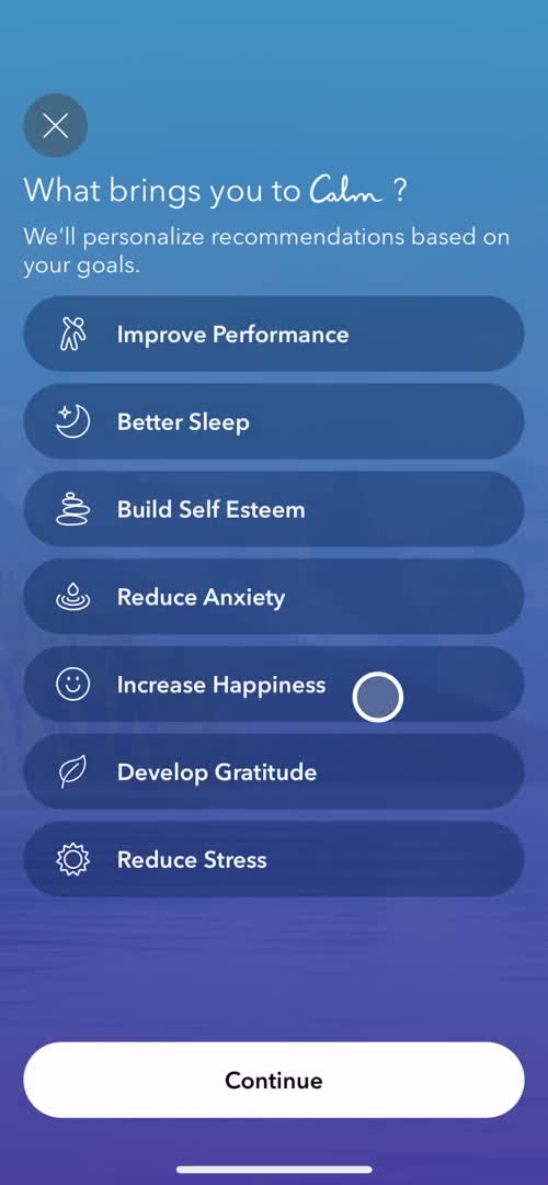 Calm select goals screenshot