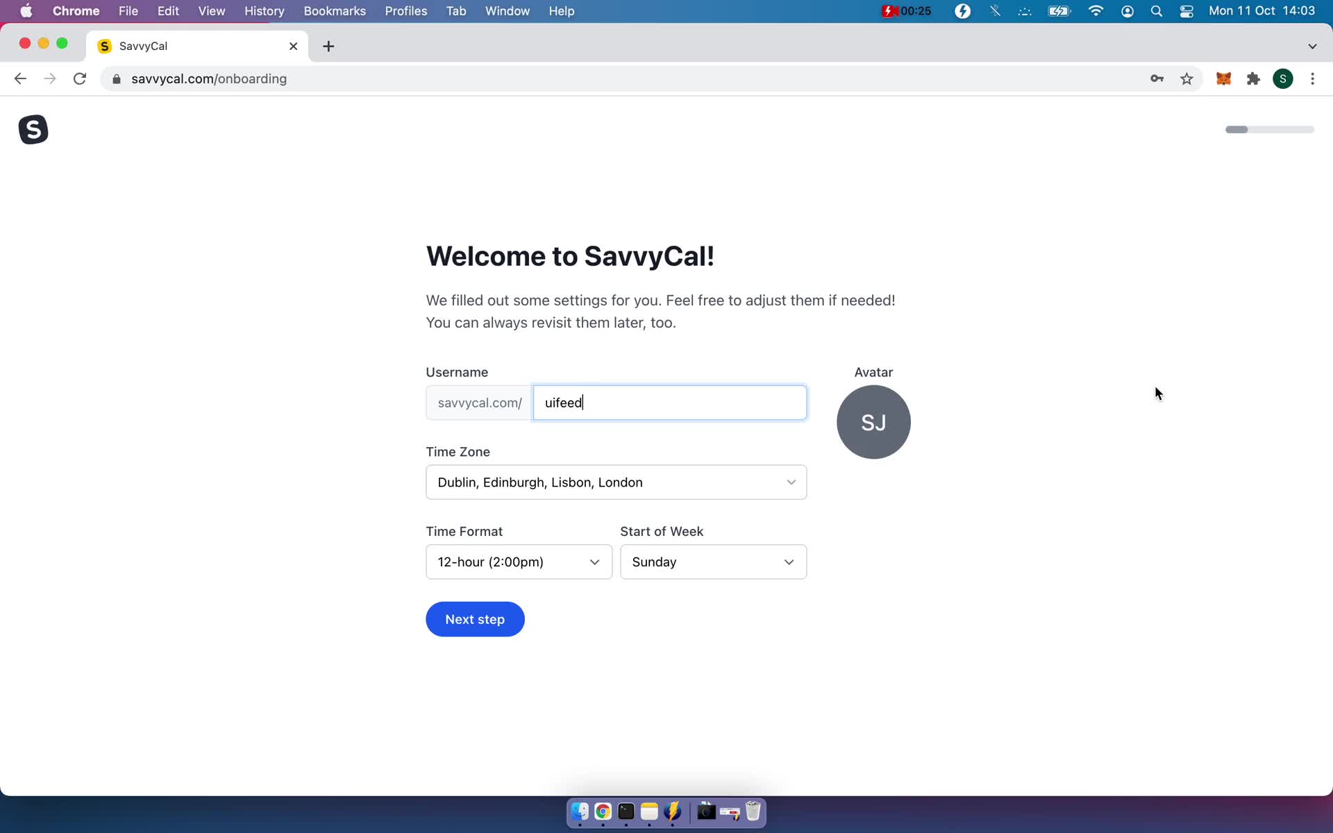 Screenshot of Continue setup during Onboarding on SavvyCal user flow
