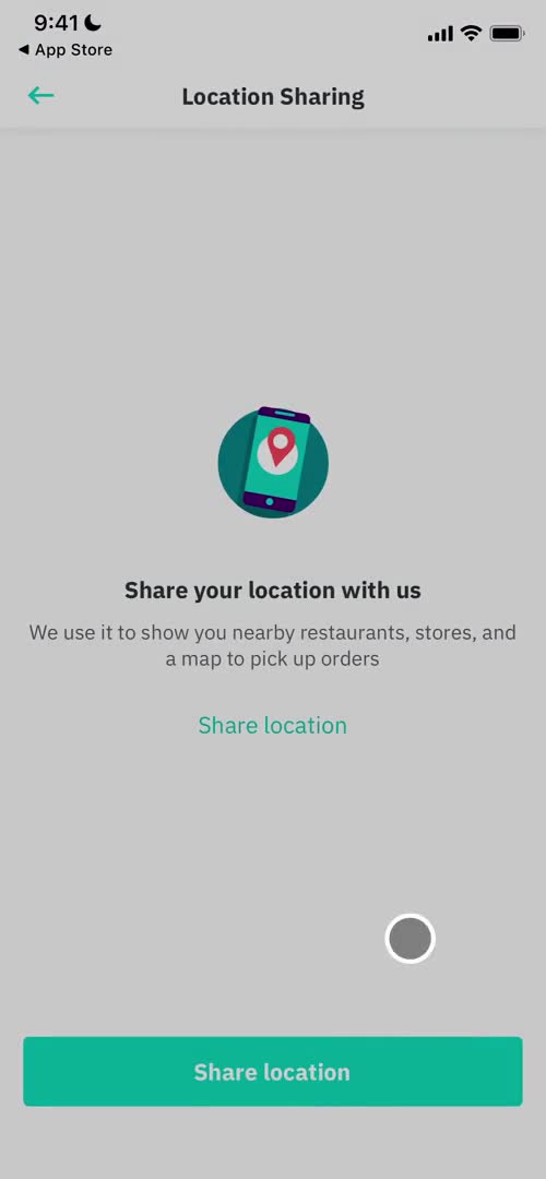 Deliveroo enable location permissions screenshot