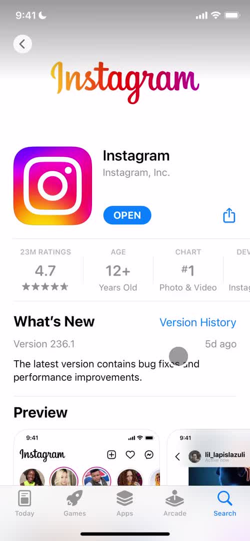 Instagram app store listing screenshot