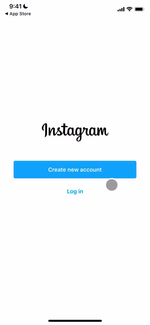 Instagram start screen screenshot