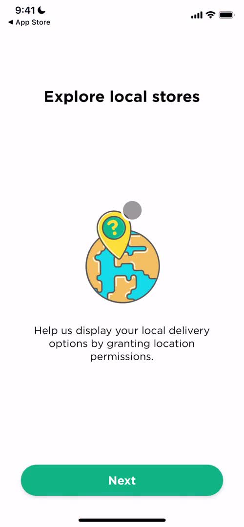 Screenshot of Enable location permissions on Onboarding on Glovo user flow