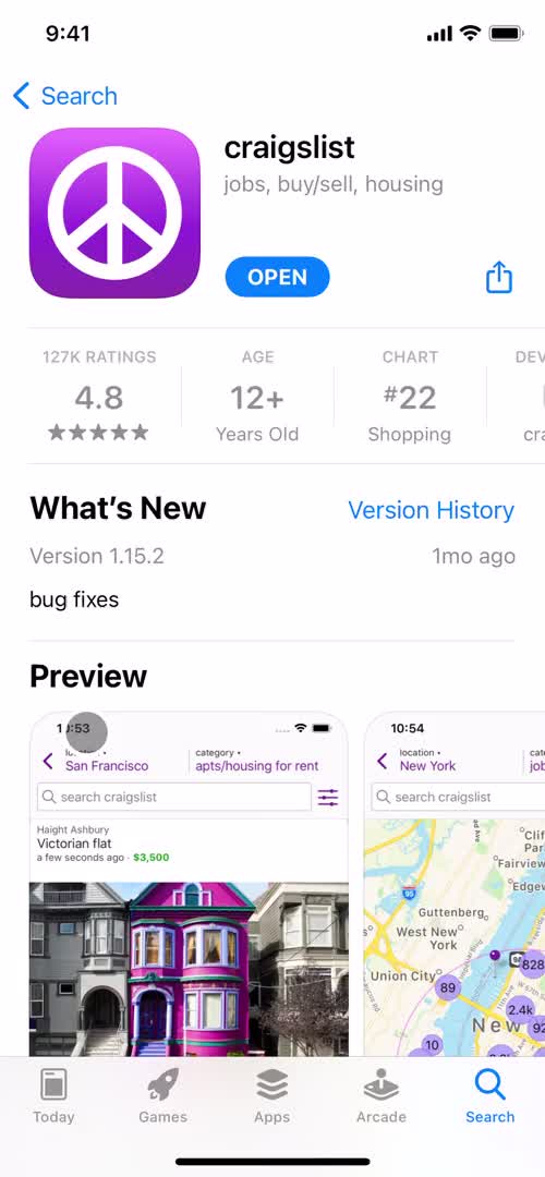 Craigslist app store listing screenshot