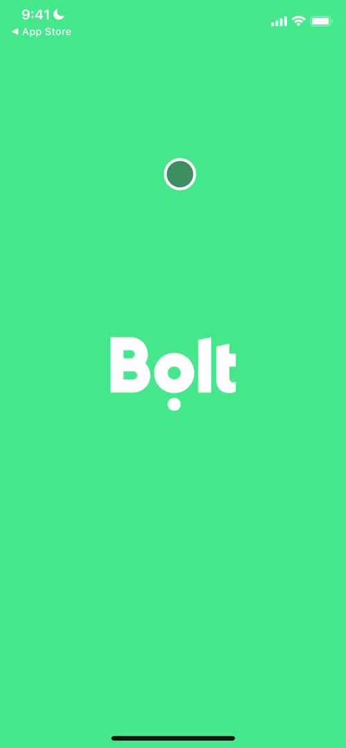 Screenshot of Splash screen on Onboarding on Bolt user flow