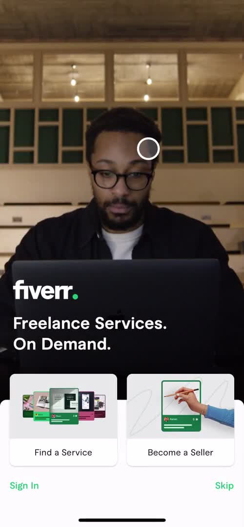 Screenshot of Select account type on Onboarding on Fiverr user flow