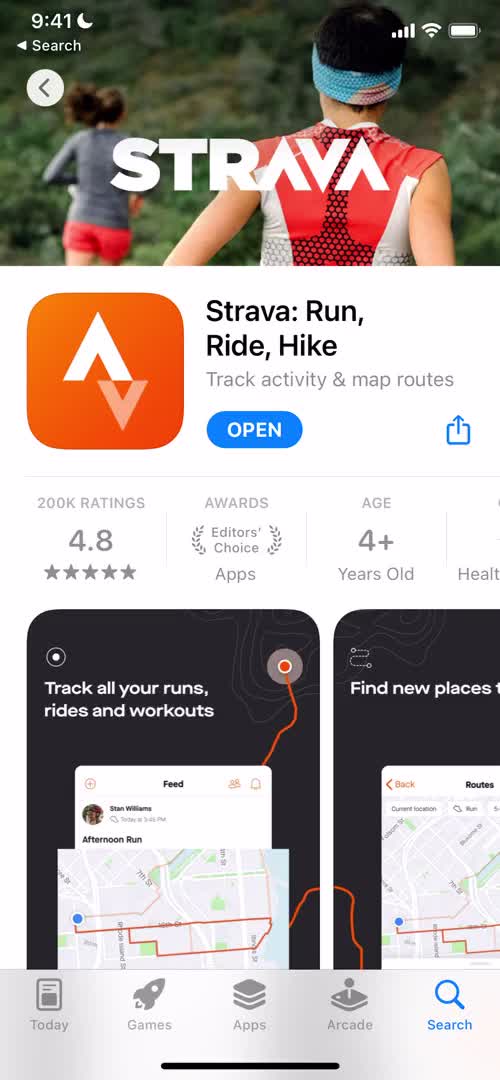 Strava app store listing screenshot