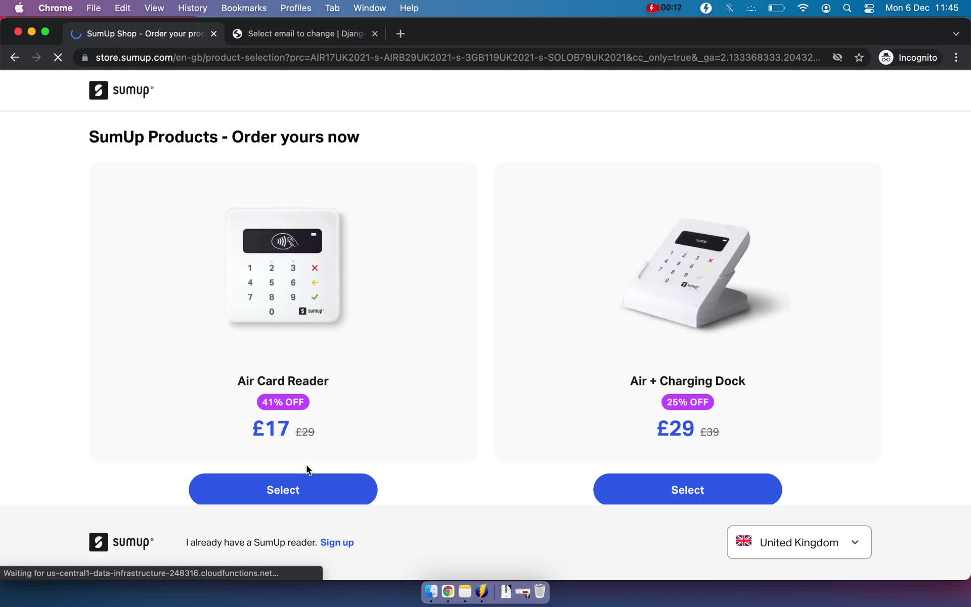SumUp select product screenshot