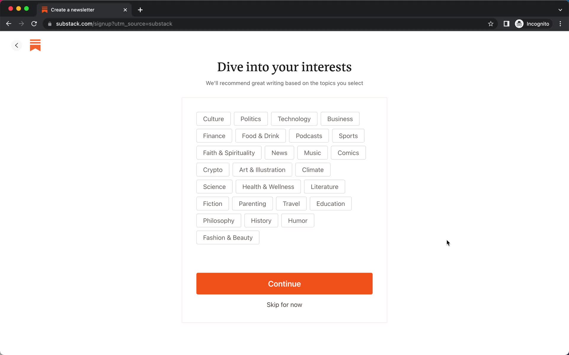 Onboarding screenshot