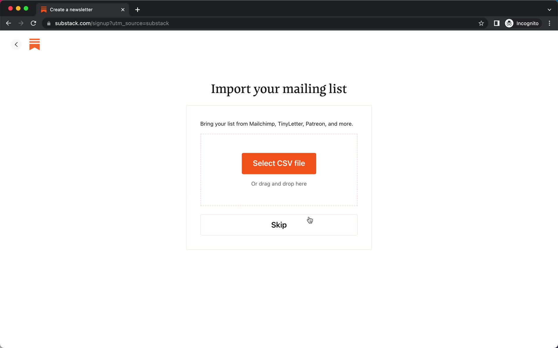 Onboarding screenshot