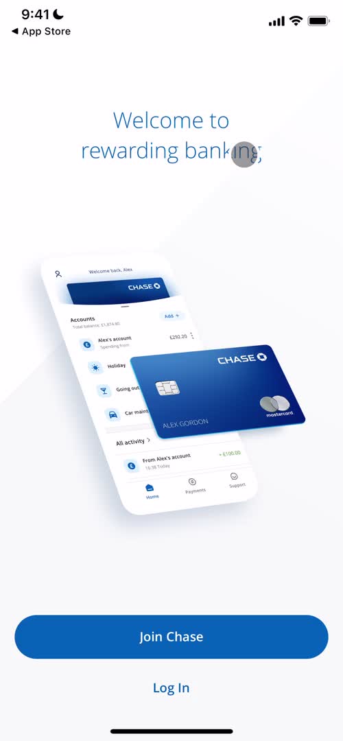 Screenshot of Start screen on Onboarding on Chase user flow