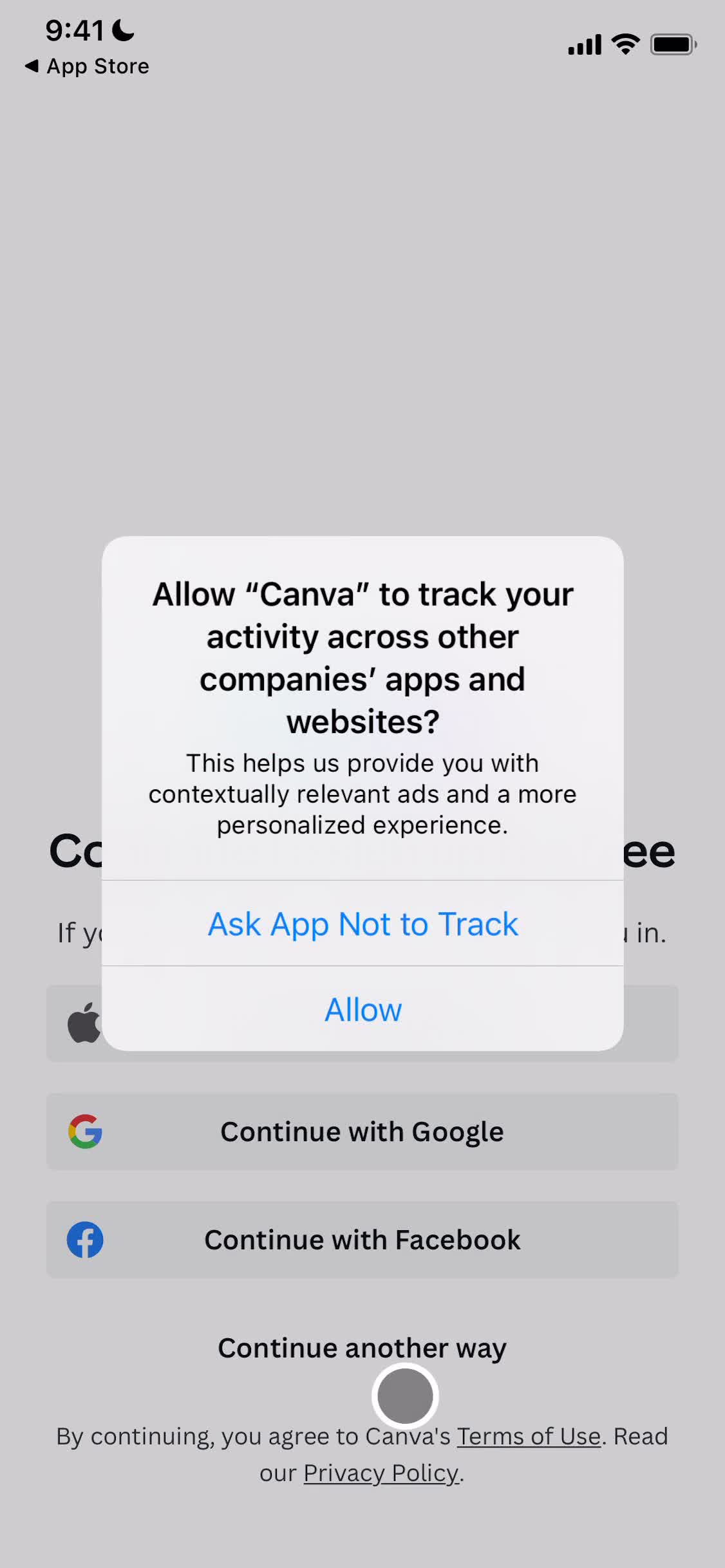 Canva enable tracking screenshot