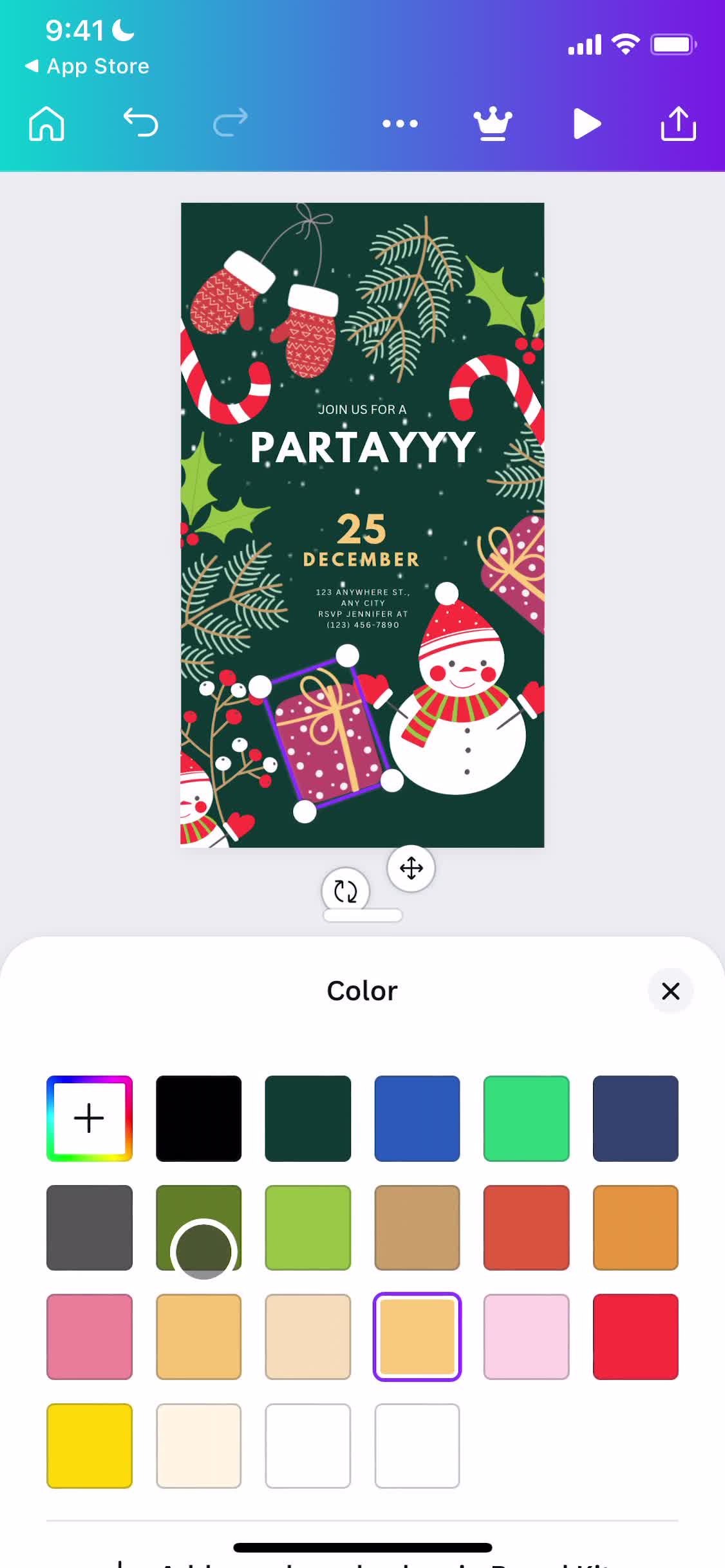 Canva set colors screenshot
