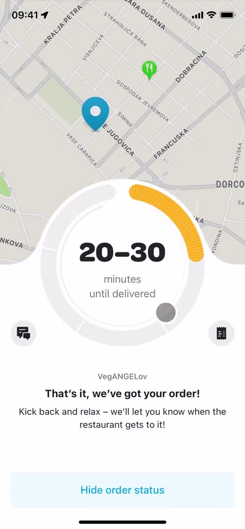 Ordering food screenshot