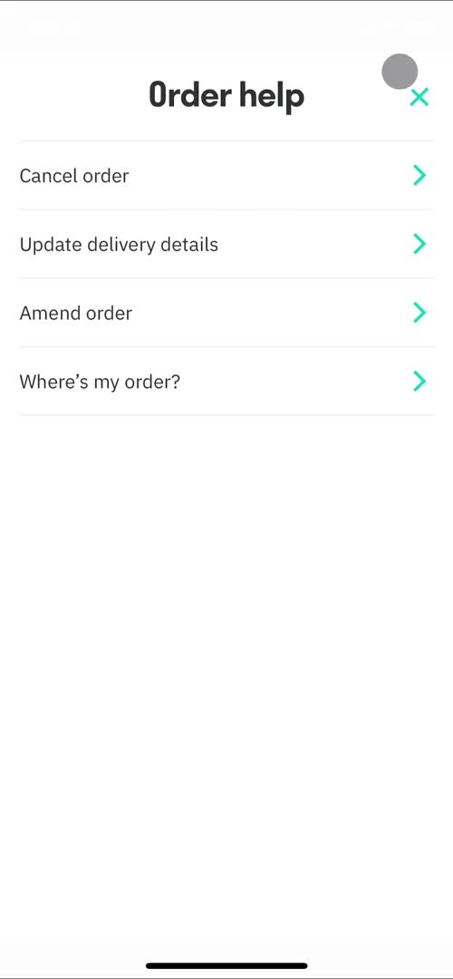 Ordering food screenshot