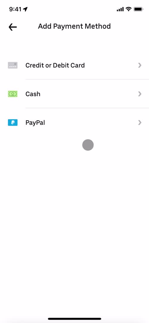 Adding payment details screenshot