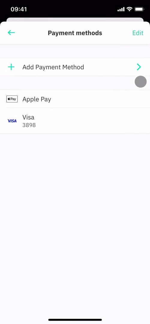 Adding payment details screenshot