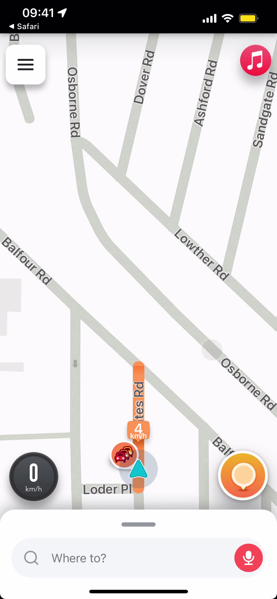Screenshot of Map on Planning a trip on Waze user flow