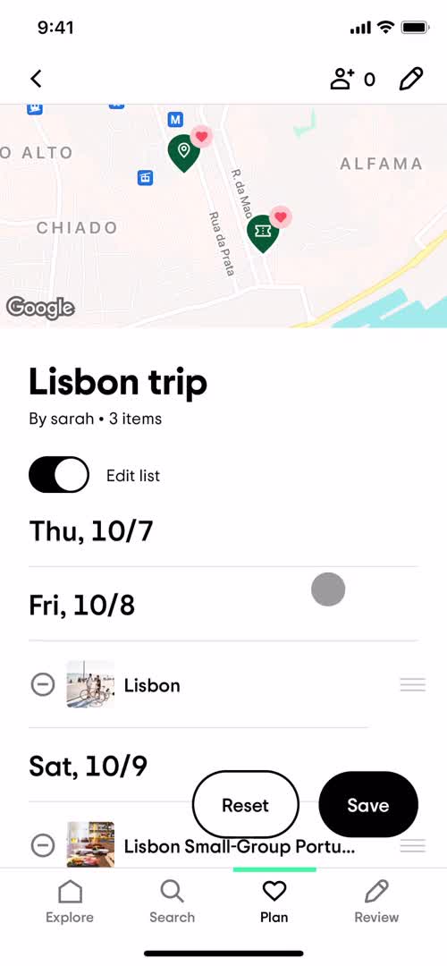 Planning a trip screenshot