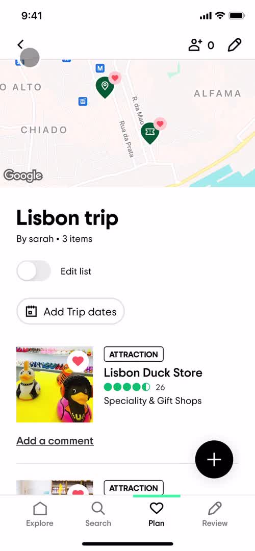 Planning a trip screenshot