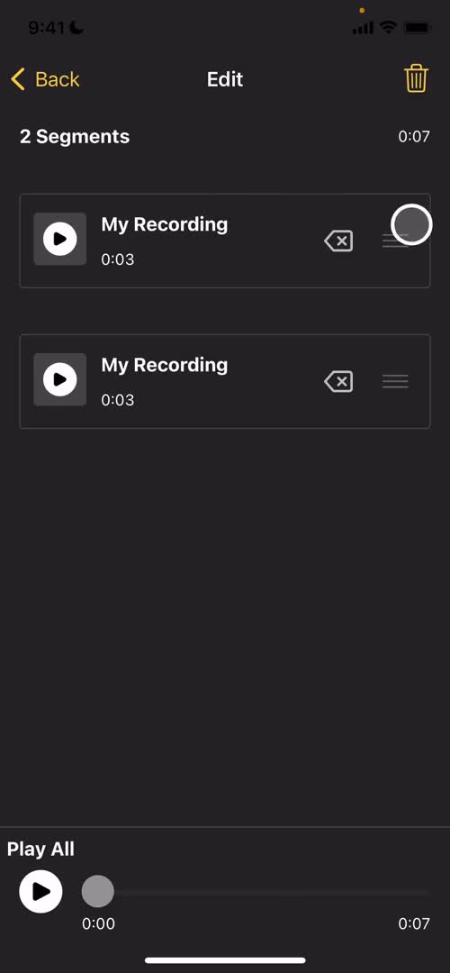 Recording audio screenshot