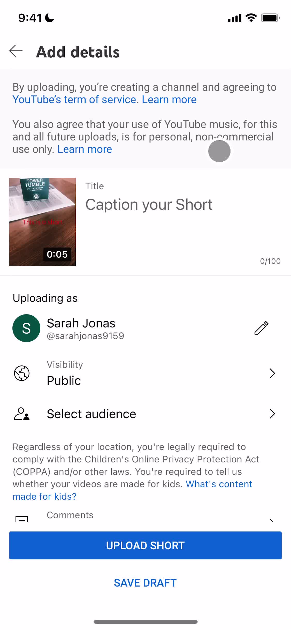 Sharing a video screenshot