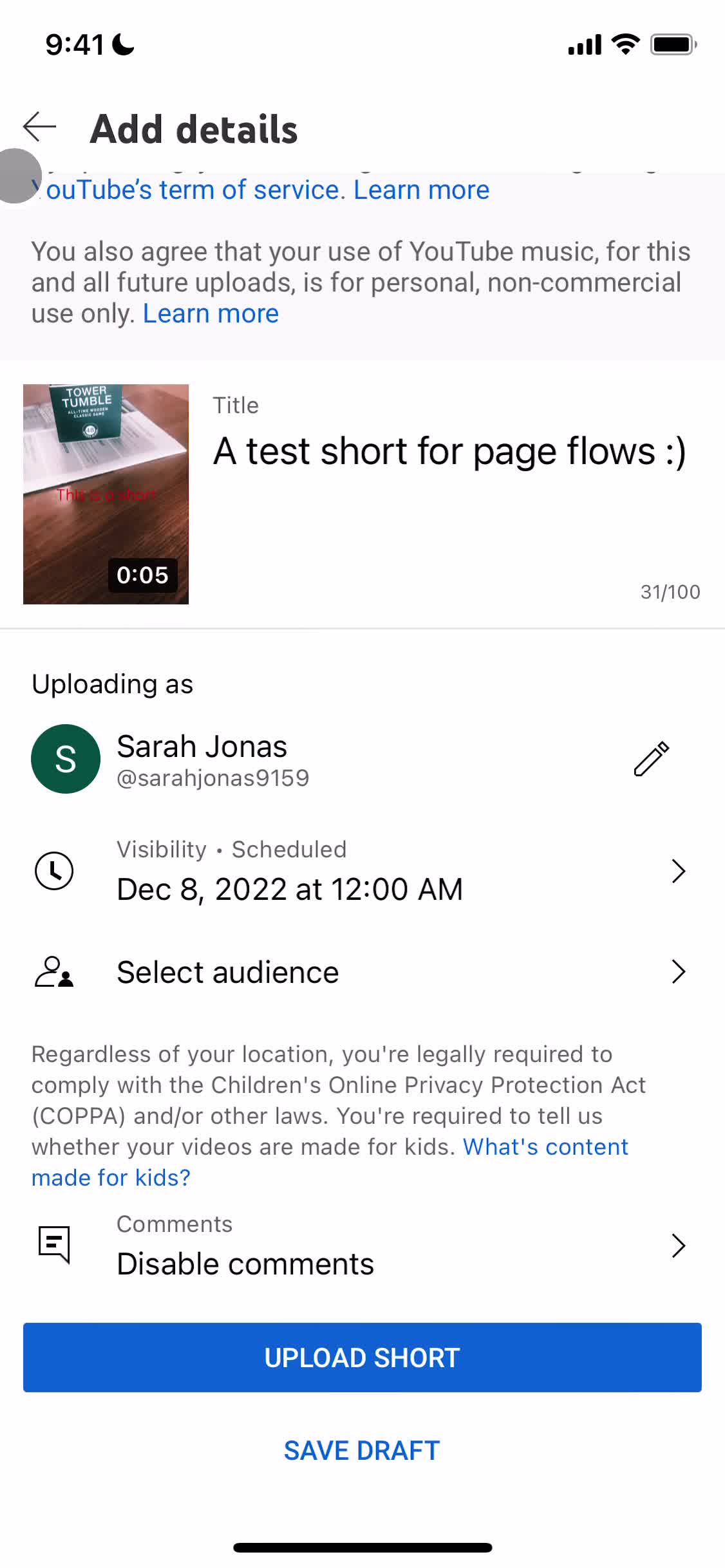 Sharing a video screenshot