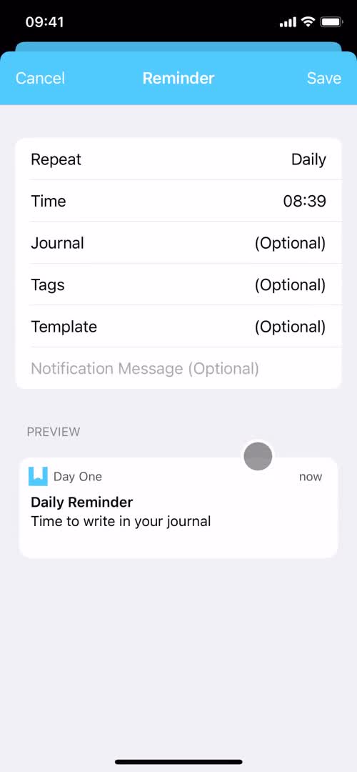 Reminders screenshot