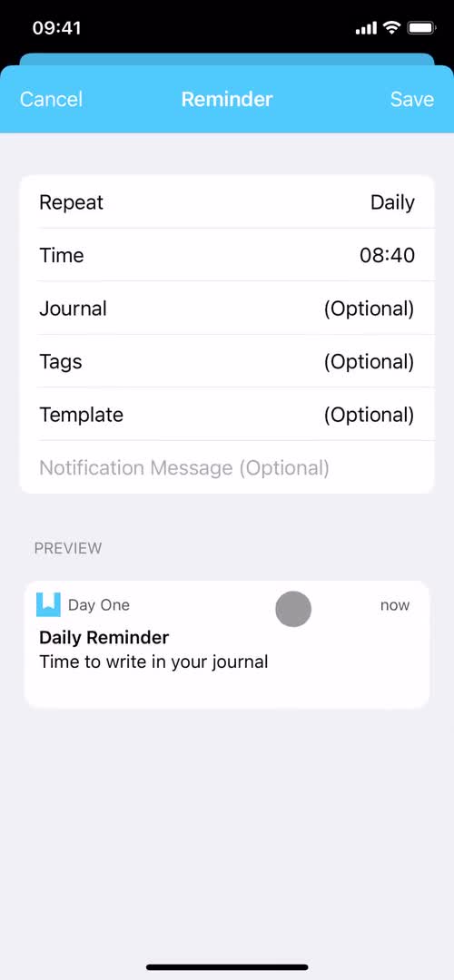 Reminders screenshot