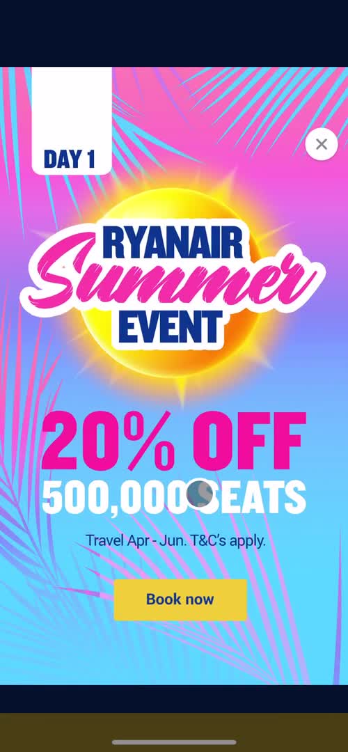 Ryanair promotion screenshot