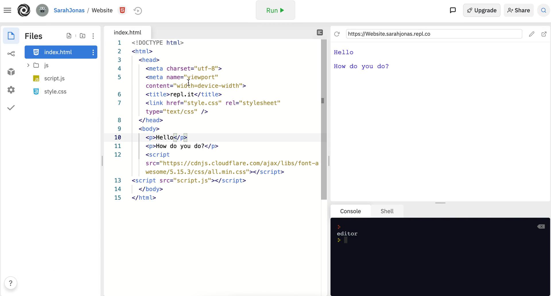 Code editor screenshot