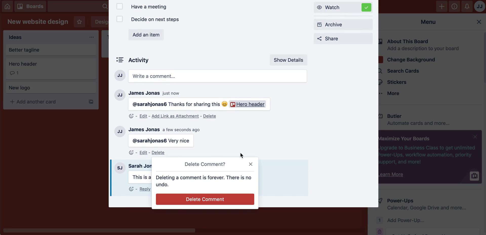 Commenting screenshot