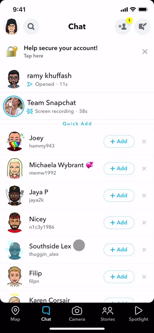 Screenshot of Chat on Chat on Snapchat user flow