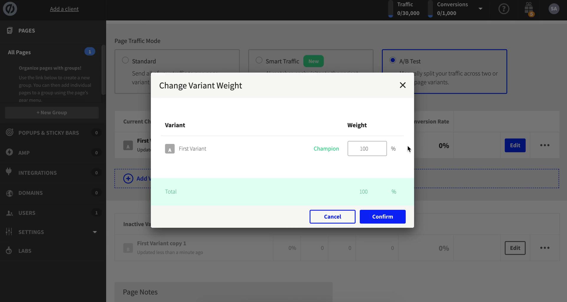 Split testing on Unbounce video thumbnail