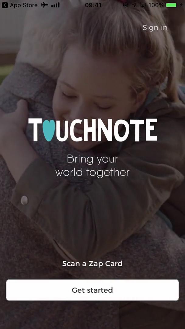 TouchNote sign up screenshot