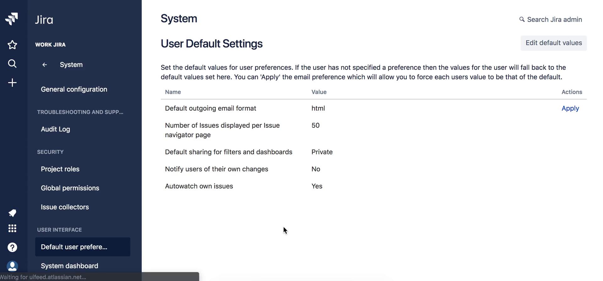 Customization settings screenshot