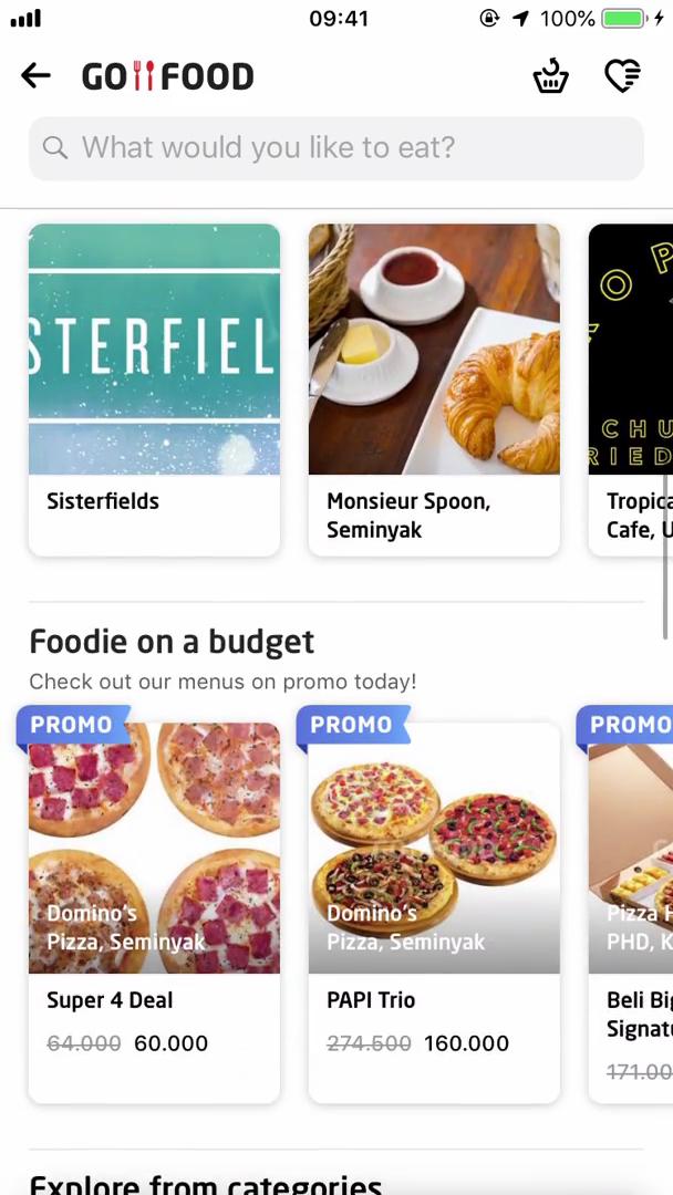 Screenshot of Browse restaurants on Ordering food on Go-Jek user flow