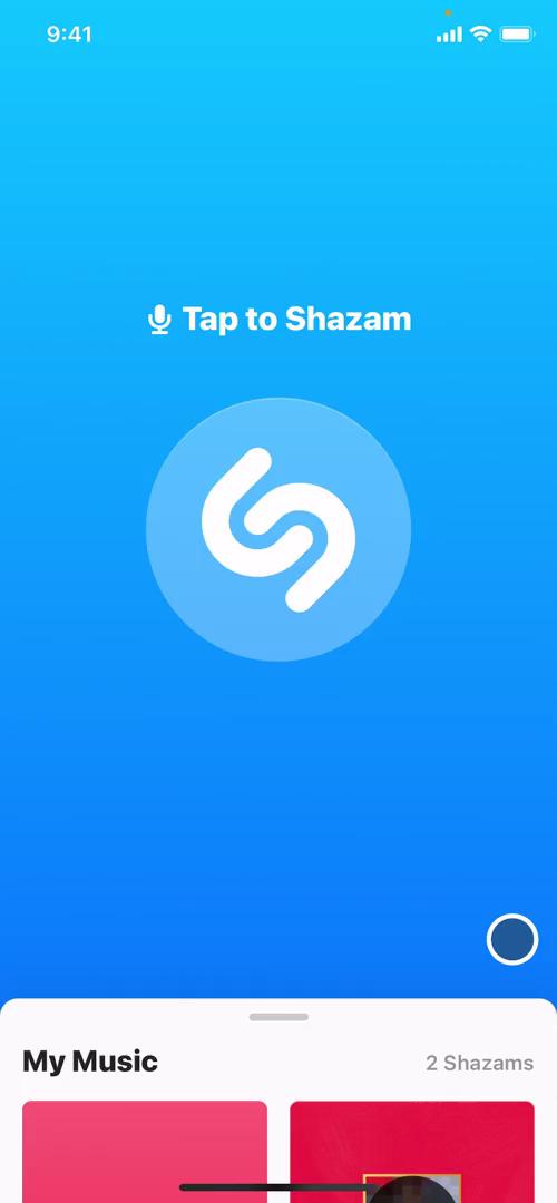 Screenshot of Home on Searching on Shazam user flow