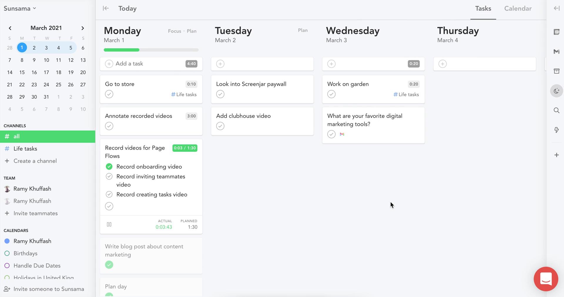 Tasks screenshot