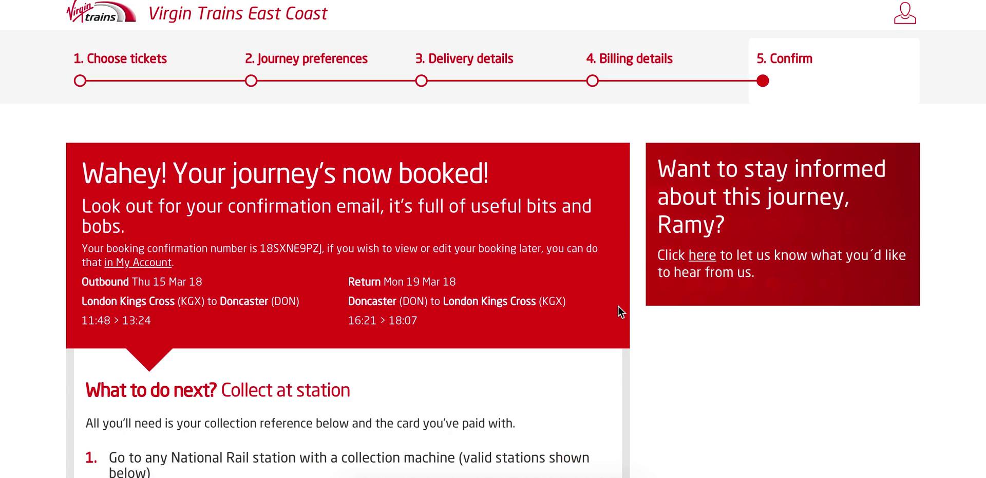 Booking transport screenshot