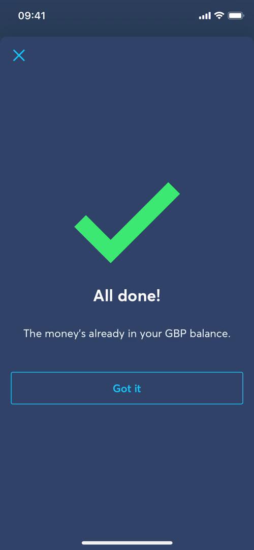 Depositing funds screenshot