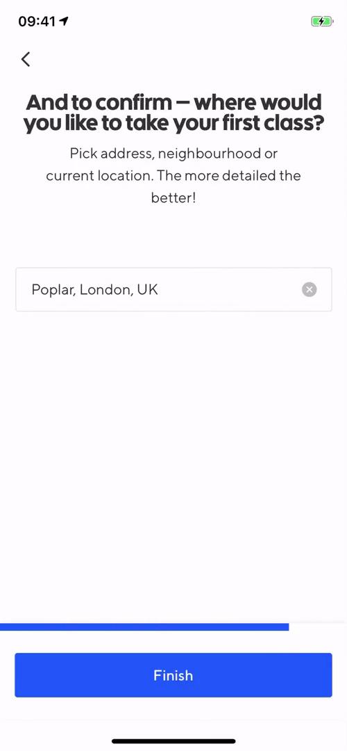 ClassPass create profile screenshot