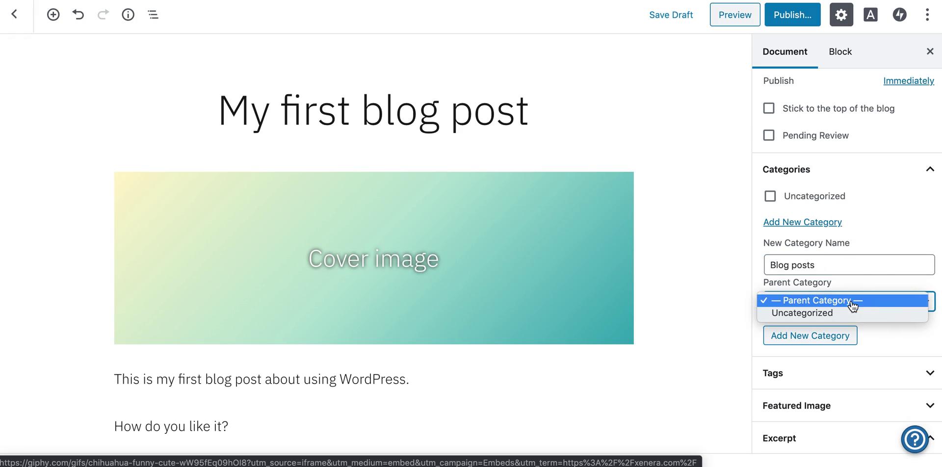 Creating a post on WordPress video thumbnail