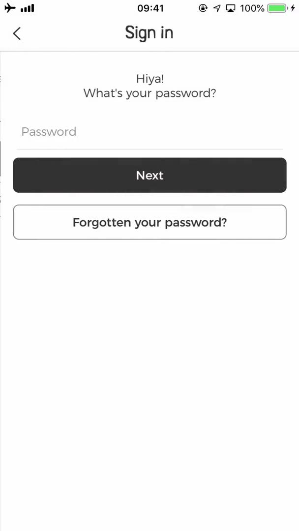 Password reset screenshot