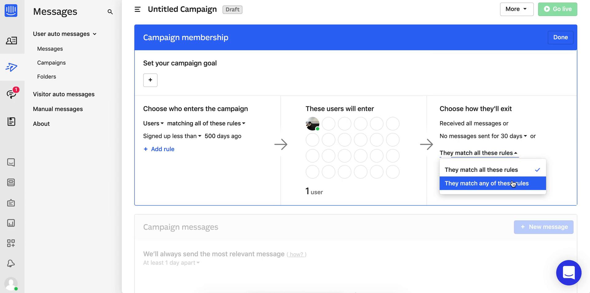 Creating an email campaign screenshot