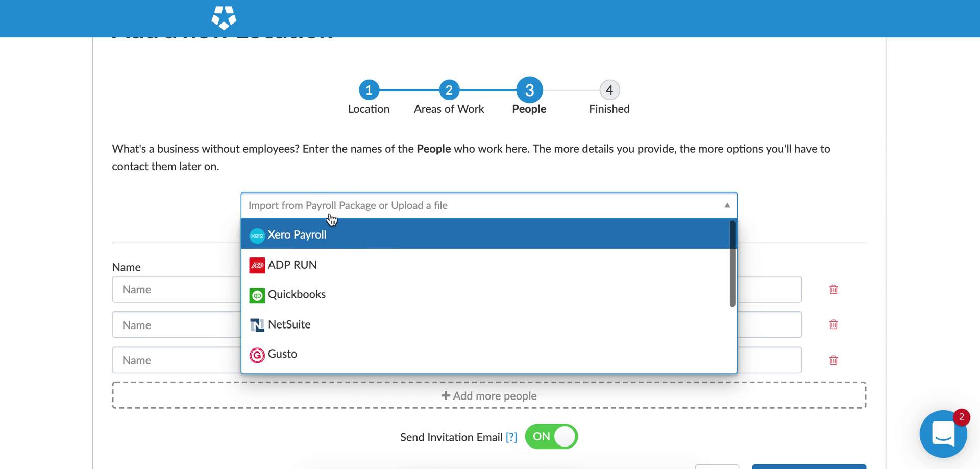 Managing locations screenshot