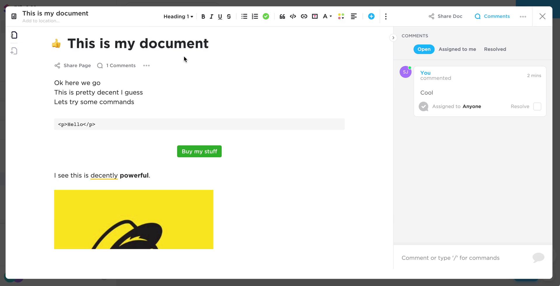 Creating a document screenshot